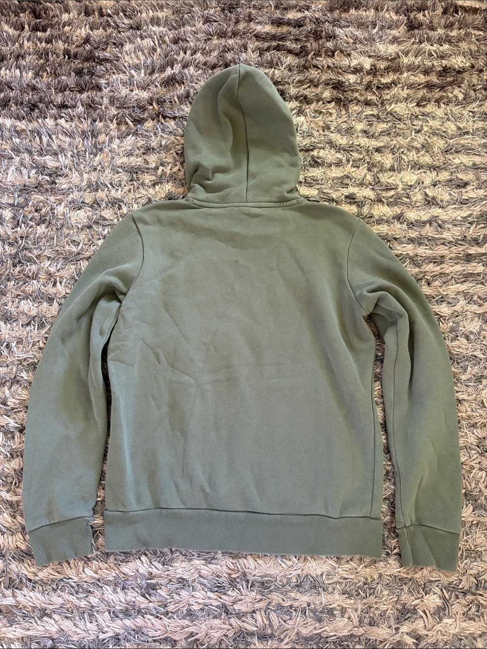 Puma Olive Green Hoodie with Light Pink Puma Logo Size M - Picture 2 of 7